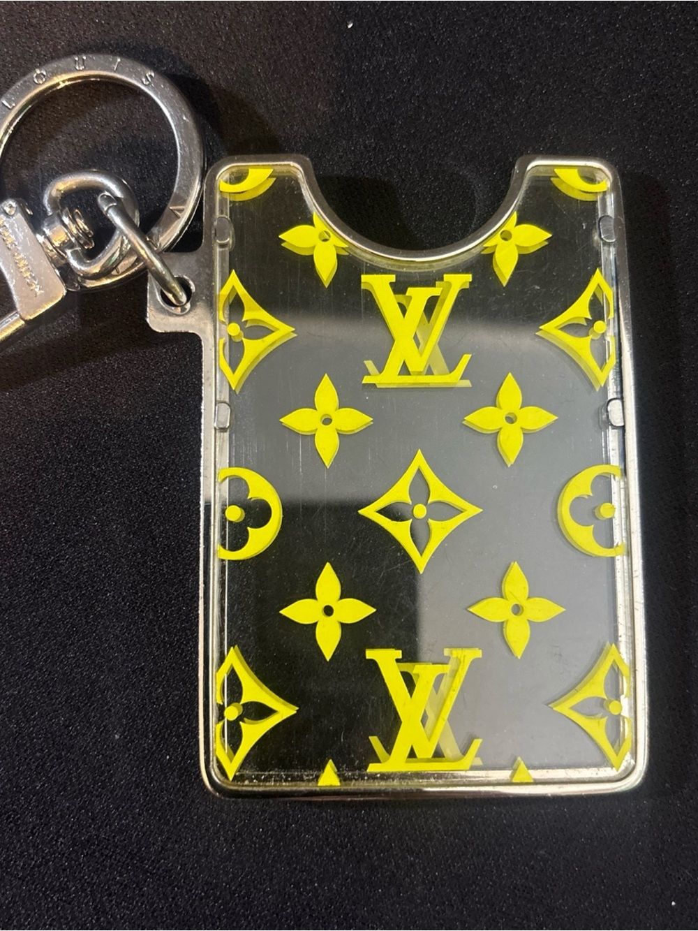 Louis Vuitton Clear Prism Card Holder Keychain with Yellow Monogram Accents